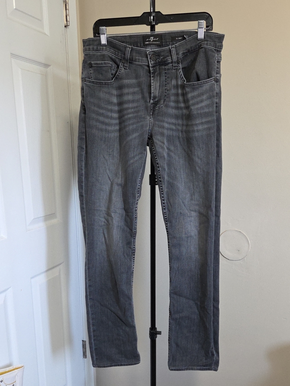7 For All Mankind Men's Grey Slim Straight Jeans